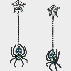 SPIDER WEB LINEAR EARRING GREEN