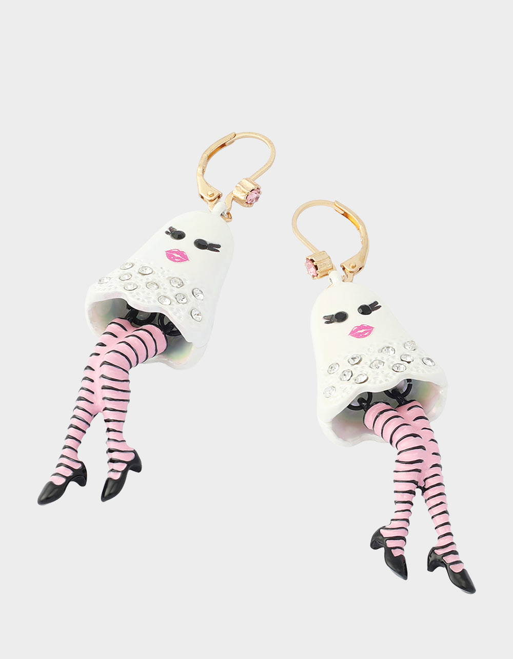 GIRLY STRIPED GHOST LEVERBACK EARRING WHITE - Image 2