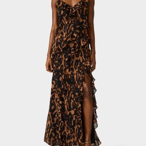 WILD RUFFLE MAXI DRESS LEOPARD