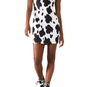 BETSEY COW PRINT DRESS BLACK/WHITE