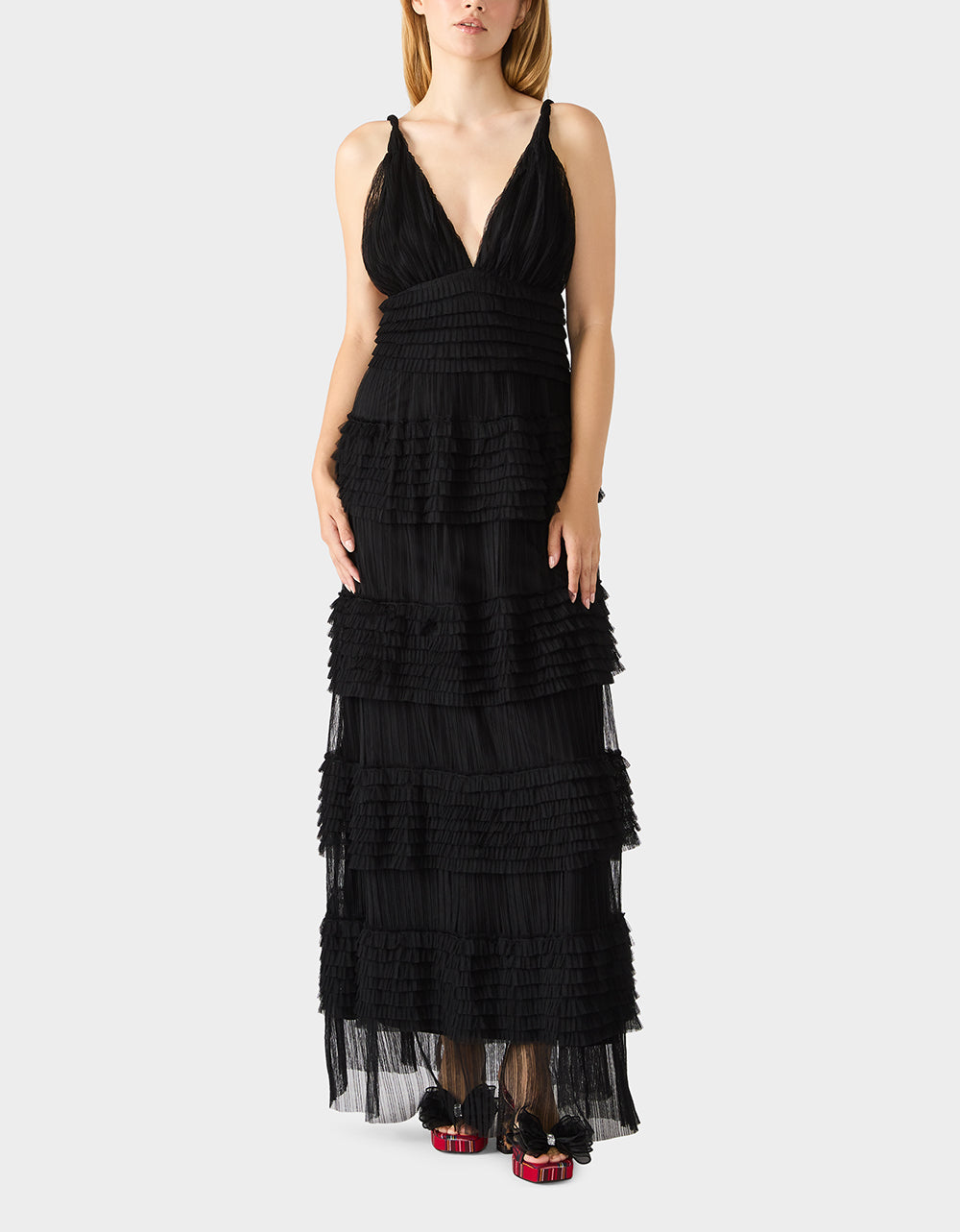 TIERED TULLE GOWN BLACK - Image 3