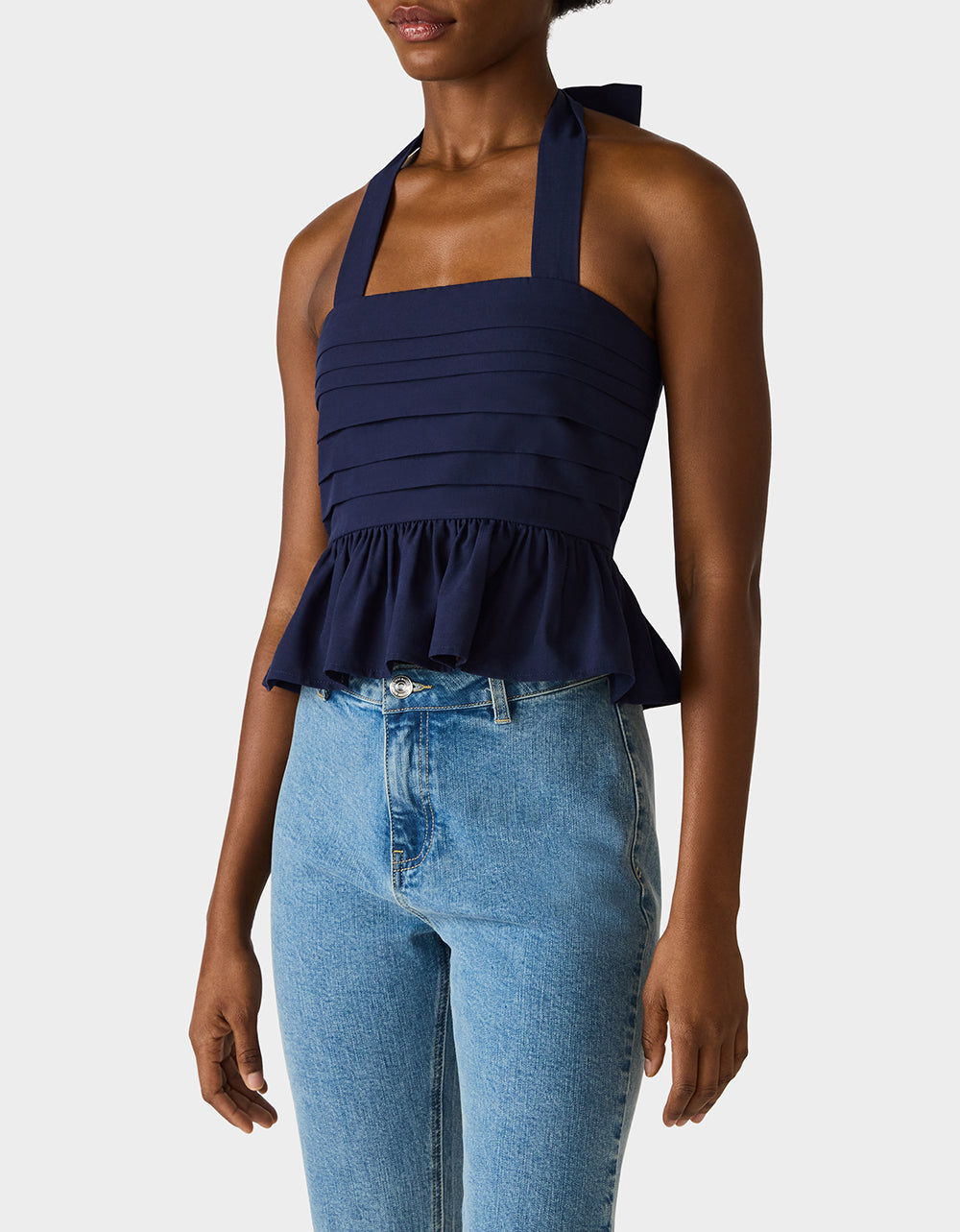 AHOY PEPLUM TOP NAVY - Image 5