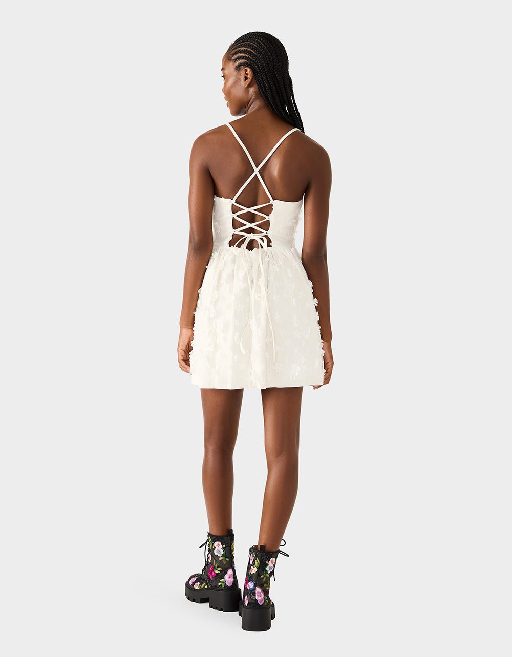 PLEATHER FLORAL MINI OFF WHITE - Image 4
