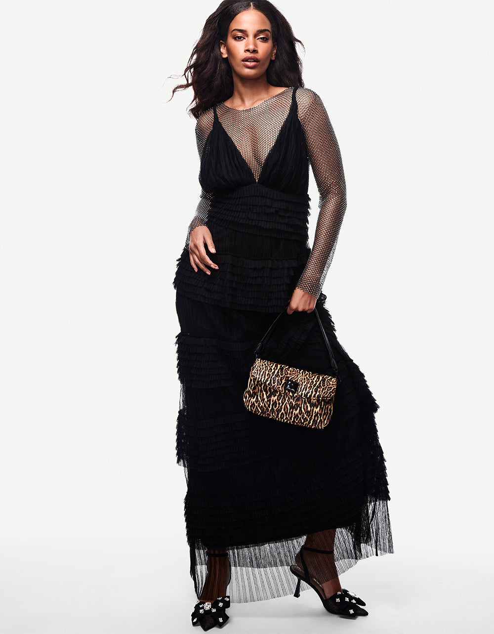 TIERED TULLE GOWN BLACK - Image 10