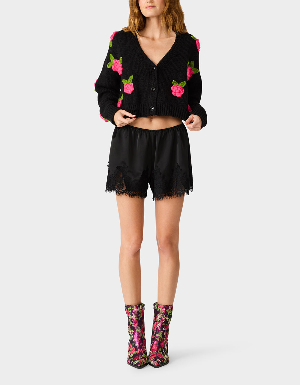 ROSETTE CARDIGAN BLACK PINK - Image 3